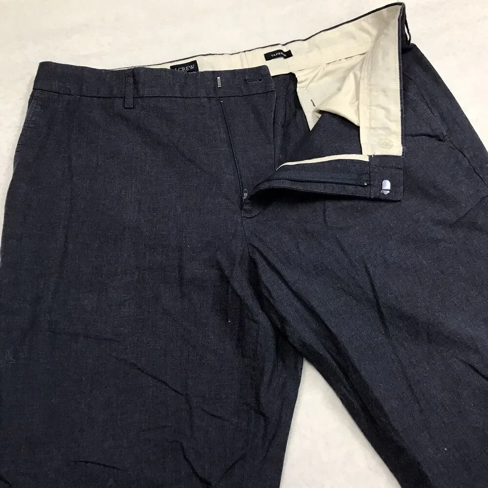 J CREW Thompson Pants Men 35x32 (36x29 actual) Navy Tapered Leg Chino Cotton